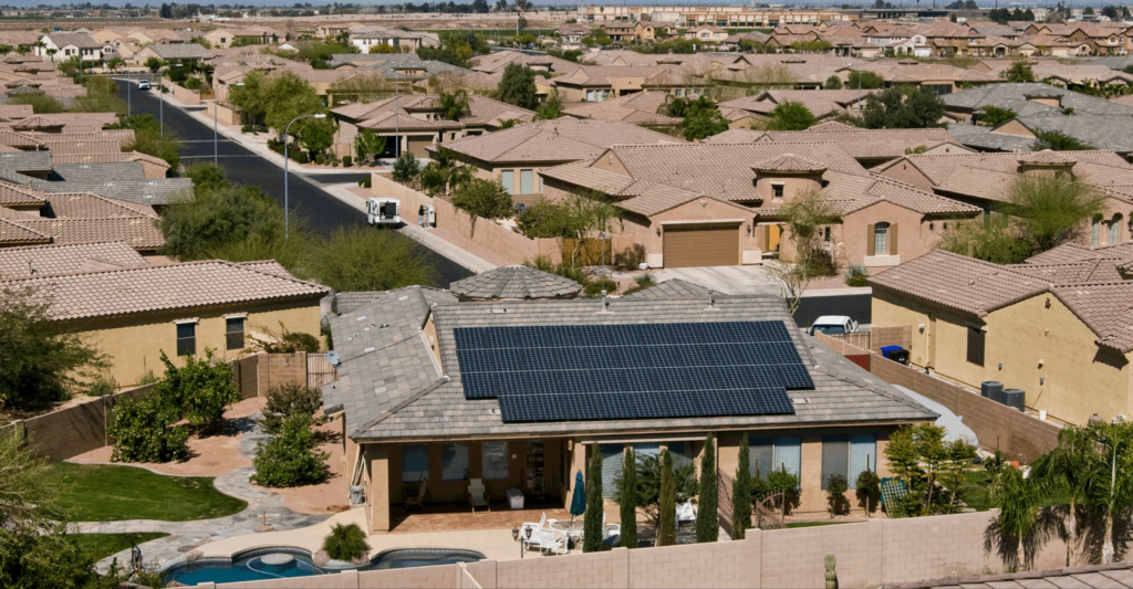 Modern Phoenix home with high electrical demand from EV charging and solar