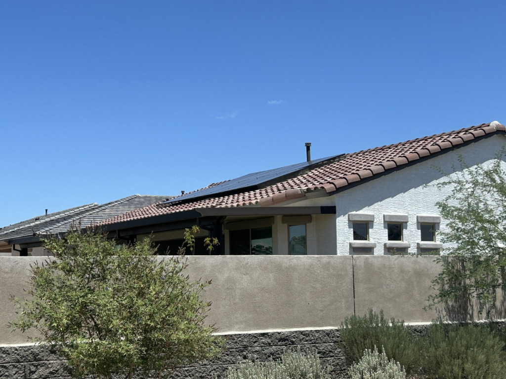 Phoenix roof with solar panels showing roof planning for Solatube installation and solar placement