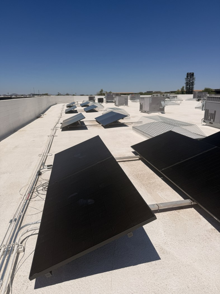 Flat commercial roof in Phoenix being evaluated for commercial solar installation planning